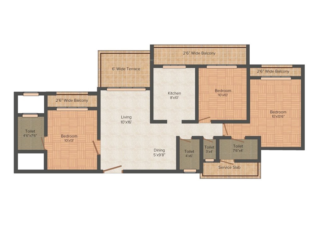 Triveni Laurel (3BHK+3T (1,372 sq ft) 1372 sq ft)