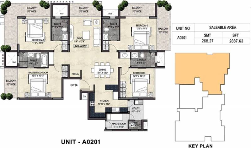 Nitesh Knightsbridge (4BHK+4T (2,888 sq ft) + Servant Room 2888 sq ft)