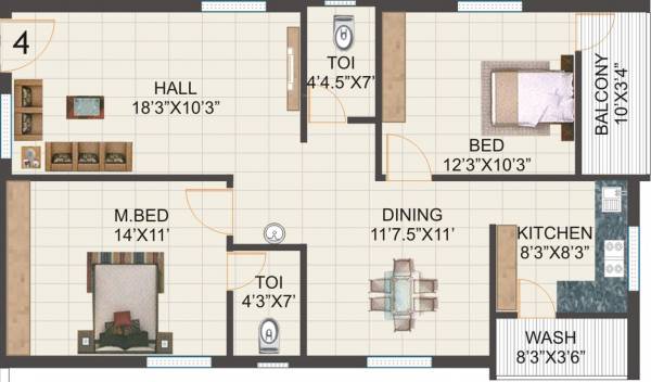 Nithin NC Green Field (2BHK+2T (1,190 sq ft) 1190 sq ft) Nithin NC Green Field (2BHK+2T (1,190 sq ft) 1190 sq ft)