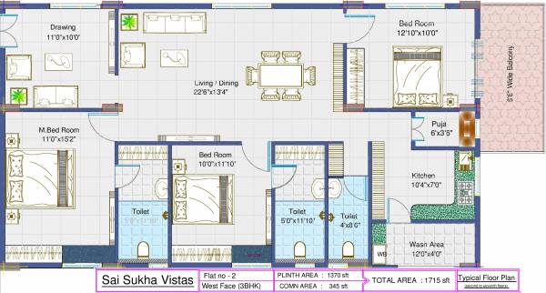 Sai Sukha Vistas (3BHK+3T (1,715 sq ft) + Pooja Room 1715 sq ft)