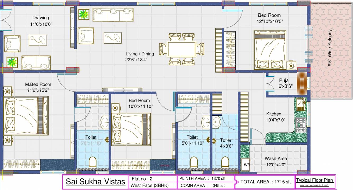 Sai Sukha Vistas (3BHK+3T (1,715 sq ft) + Pooja Room 1715 sq ft)