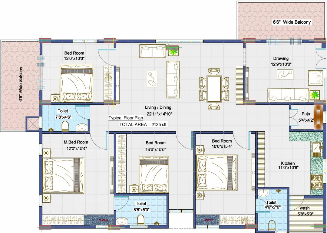 Sai Sukha Vistas (4BHK+3T (2,135 sq ft) + Pooja Room 2135 sq ft)