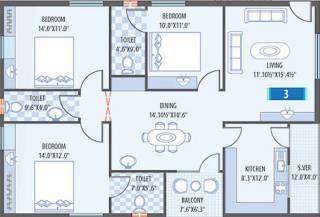 Mourya Residency (3BHK+3T (1,525 sq ft) 1525 sq ft) Mourya Residency (3BHK+3T (1,525 sq ft) 1525 sq ft)