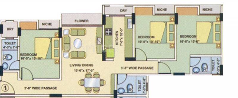 Evershine Classique (3BHK+3T (1,445 sq ft) 1445 sq ft)