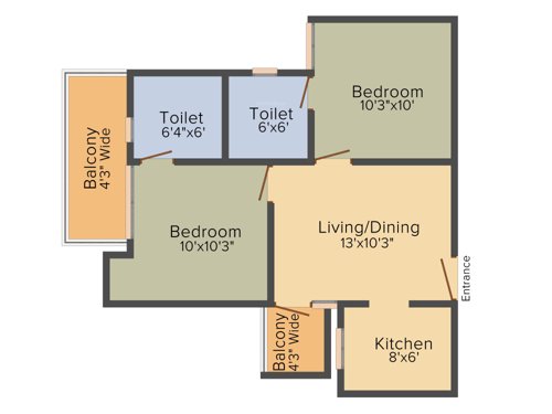 Gaursons Anmol (2BHK+2T (800 sq ft) 800 sq ft)