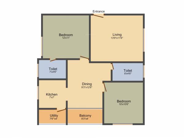 Gem Residency (2BHK+2T (990 sq ft) 990 sq ft)