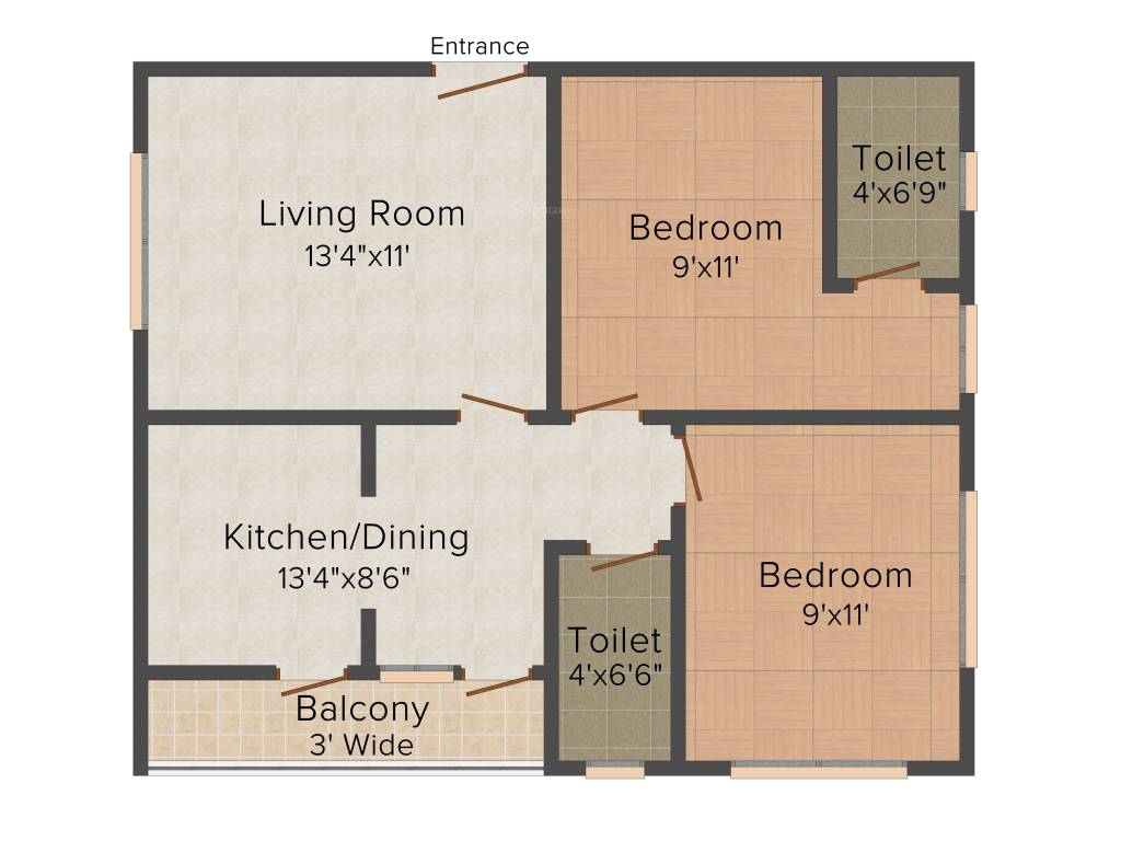 Gem Nest (2BHK+2T (850 sq ft) 850 sq ft)