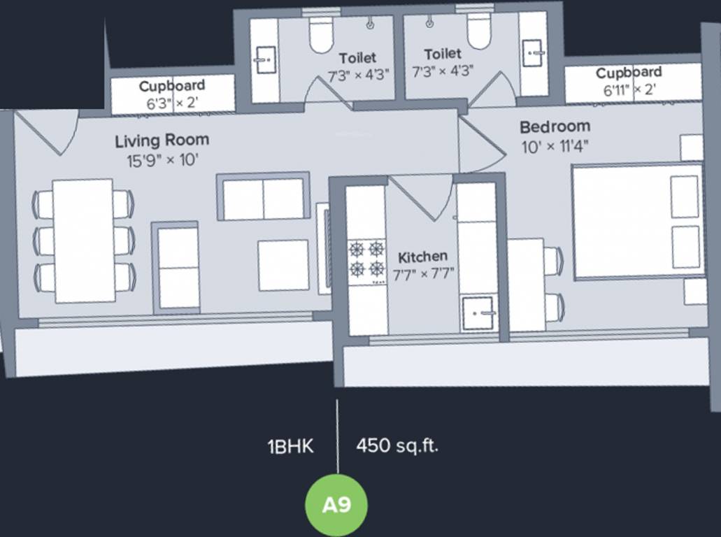 Marathon Nexworld (1BHK+2T (450 sq ft) 450 sq ft)