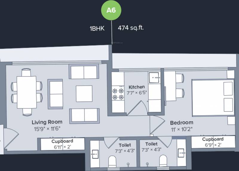 Marathon Nexworld (1BHK+2T (474 sq ft) 474 sq ft)