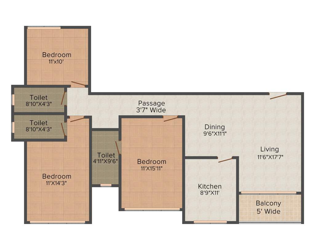 Raheja Vistas (3BHK+3T (1,139 sq ft) 1139 sq ft)
