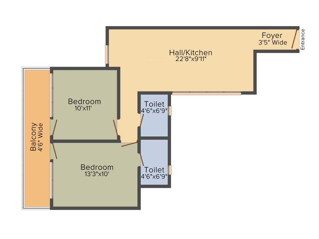 Breez Global Hill View (2BHK+2T (585 sq ft) 585 sq ft)
