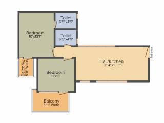 Breez Global Hill View (2BHK+2T (554 sq ft) 554 sq ft)