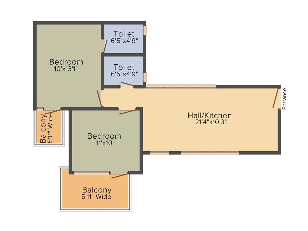 Breez Global Hill View (2BHK+2T (554 sq ft) 554 sq ft)