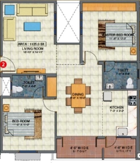 Propulsive Pride (2BHK+2T (1,135 sq ft) 1135 sq ft)