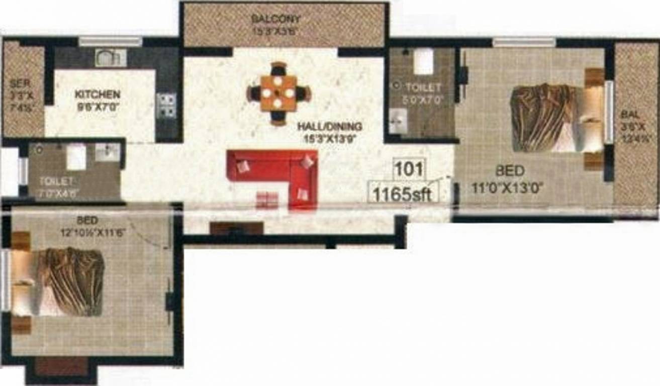 Forsche Ornate (2BHK+2T (1,165 sq ft) 1165 sq ft) Forsche Ornate (2BHK+2T (1,165 sq ft) 1165 sq ft)
