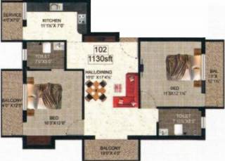 Forsche Ornate (2BHK+2T (1,130 sq ft) 1130 sq ft)