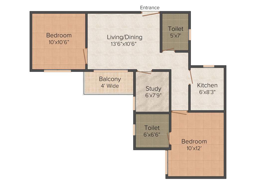Siddha Town Madhyamgram (2BHK+2T (960 sq ft) + Study Room 960 sq ft)