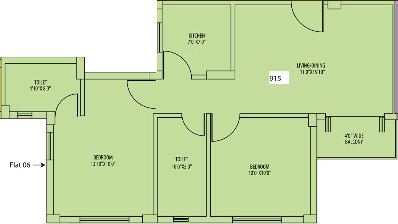 Siddha Town Madhyamgram (2BHK+2T (915 sq ft) 915 sq ft)