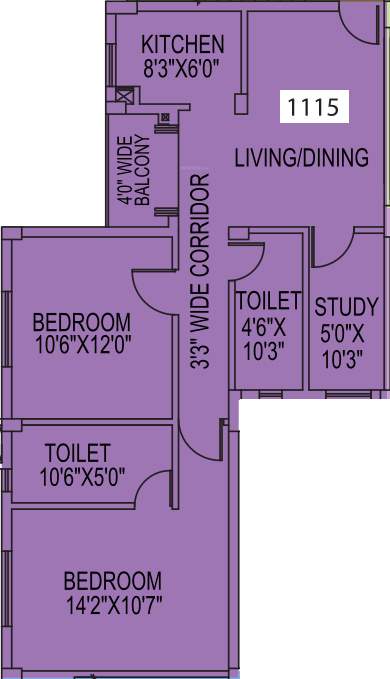 Siddha Town Madhyamgram (2BHK+2T (1,115 sq ft) + Study Room 1115 sq ft)