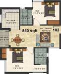 Forsche Elina (2BHK+2T (850 sq ft) 850 sq ft)