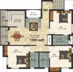 Forsche Elina (3BHK+3T (1,360 sq ft) + Pooja Room 1360 sq ft)