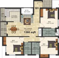 Forsche Elina (3BHK+3T (1,360 sq ft) + Pooja Room 1360 sq ft) Forsche Elina (3BHK+3T (1,360 sq ft) + Pooja Room 1360 sq ft)