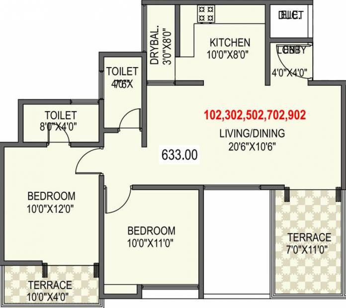 Hemant Fortuna (2BHK+2T (920 sq ft) 920 sq ft)