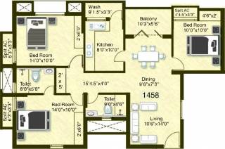Golden Opulence (3BHK+2T (1,458 sq ft) 1458 sq ft)