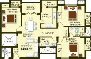 Golden Opulence (3BHK+2T (1,490 sq ft) 1490 sq ft)