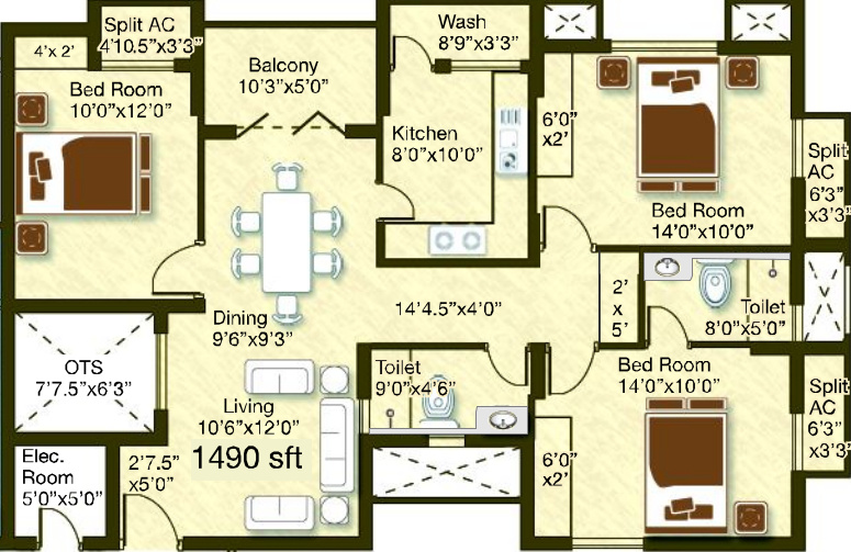 Golden Opulence (3BHK+2T (1,490 sq ft) 1490 sq ft)