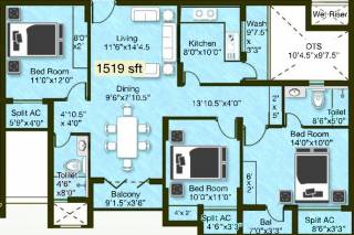 Golden Opulence (3BHK+2T (1,519 sq ft) 1519 sq ft)