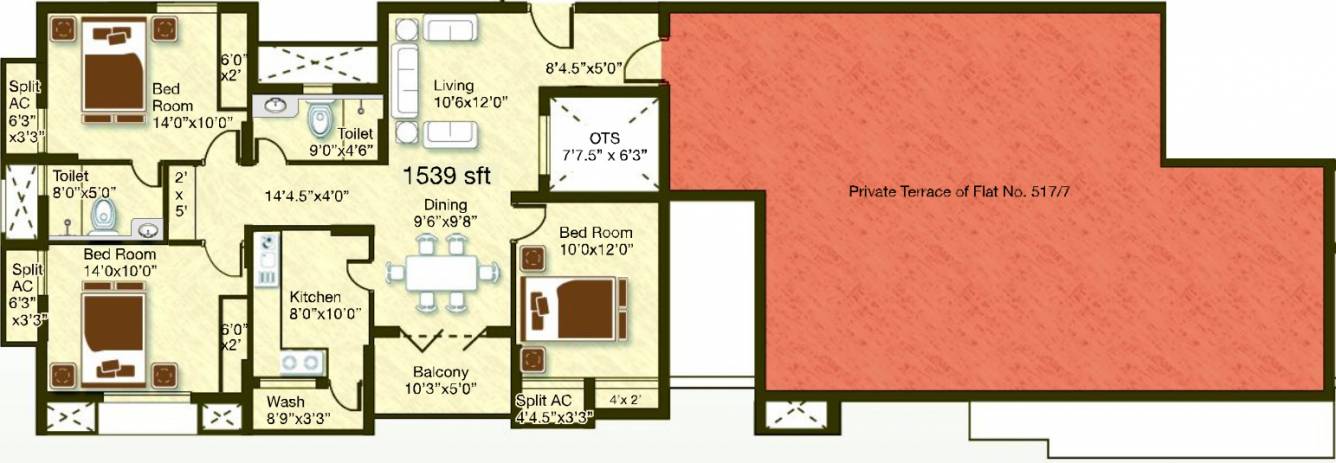 Golden Opulence (3BHK+2T (1,539 sq ft) 1539 sq ft) Golden Opulence (3BHK+2T (1,539 sq ft) 1539 sq ft)