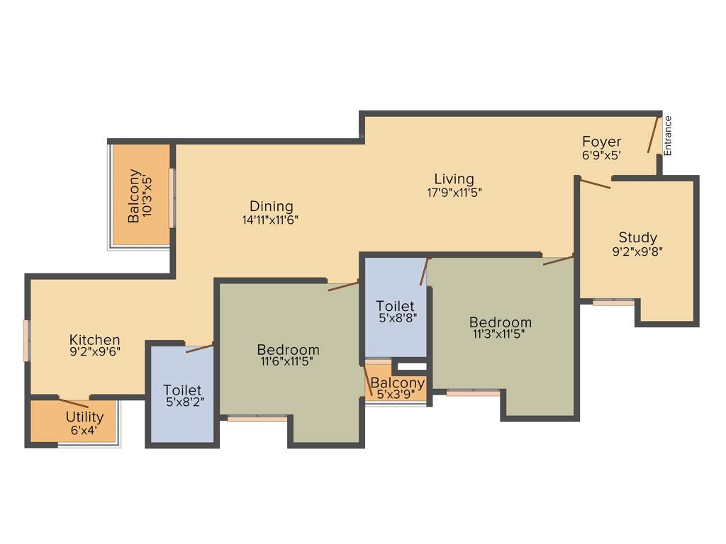 S and S Sarvam Apartments (2BHK+2T (1,554 sq ft) + Study Room 1554 sq ft)
