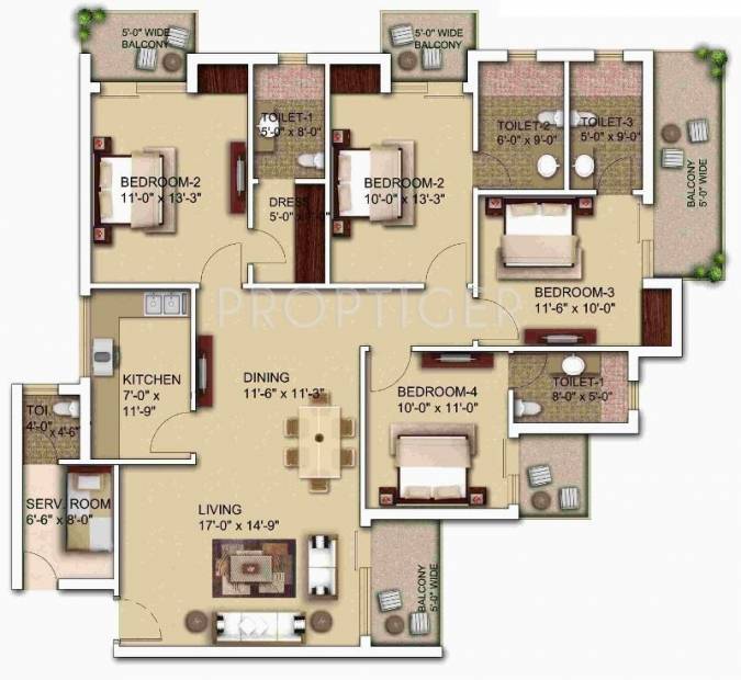 Morpheus Bluebell (4BHK+5T (1,950 sq ft)   Servant Room 1950 sq ft)