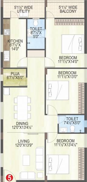 MVV Greens (3BHK+2T (1,650 sq ft) + Pooja Room 1650 sq ft)