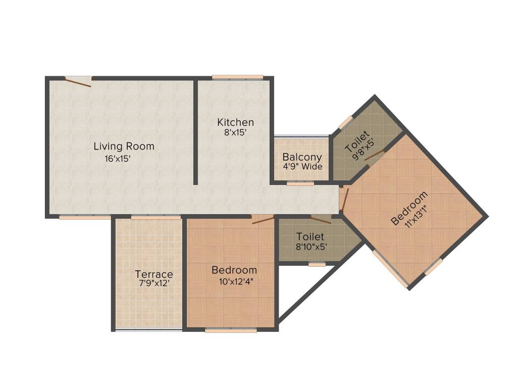 KUL Kruti (2BHK+2T (965 sq ft) 965 sq ft)