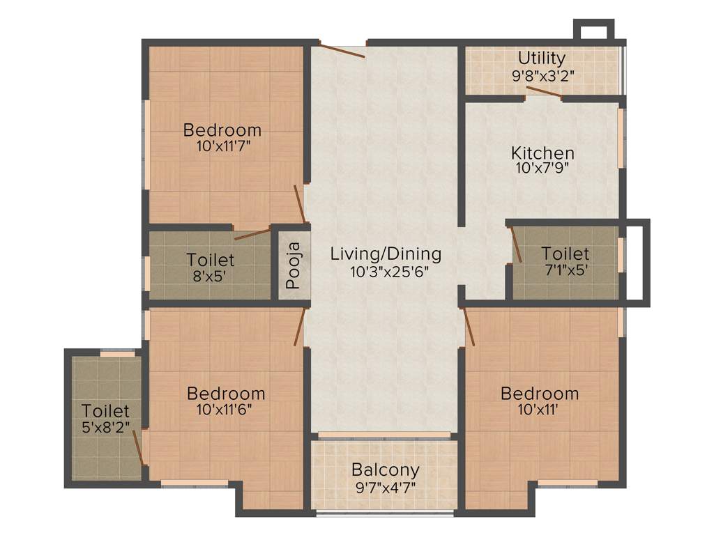 KG Earth Homes (3BHK+2T (1,160 sq ft) 1160 sq ft)