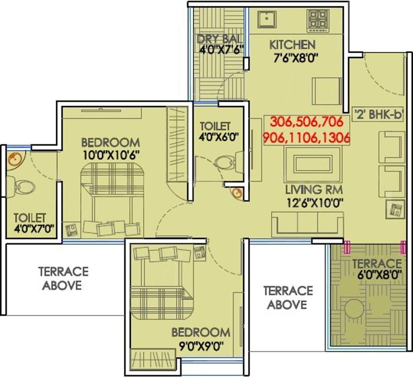 Kundan Freshia Apartments (2BHK+2T (684 sq ft) 684 sq ft)