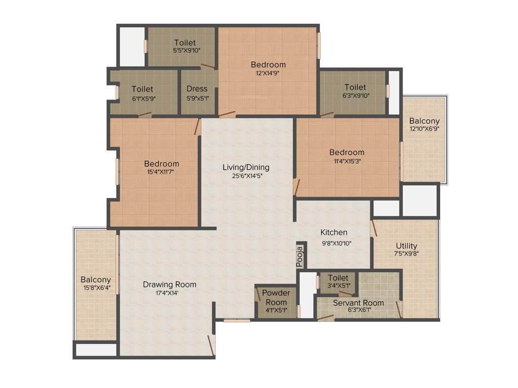 August Grand (3BHK+4T (2,669 sq ft) + Servant Room 2669 sq ft)