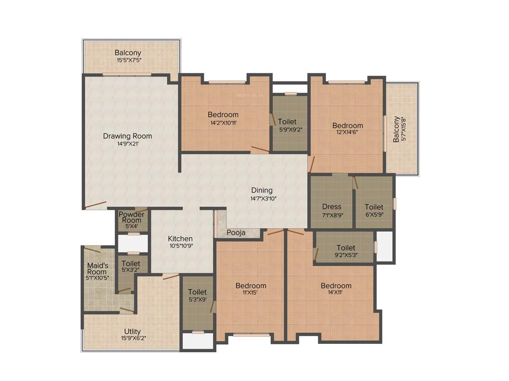 August Grand (4BHK+5T (2,971 sq ft) + Servant Room 2971 sq ft)