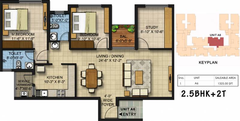 Newry Celio (2BHK+2T (1,325 sq ft) + Study Room 1325 sq ft)