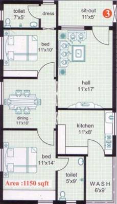 Kallam Telugu Velugu (2BHK+2T (1,150 sq ft) 1150 sq ft)