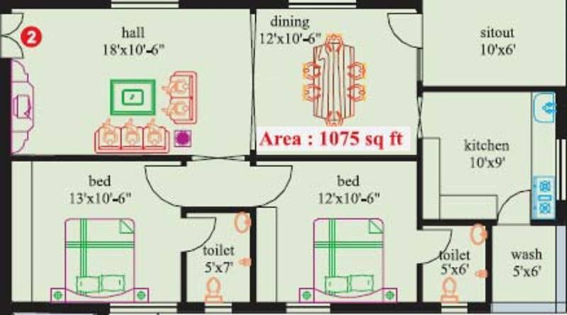 Kallam Sruthi Kallam Homes (2BHK+2T (1,075 sq ft) 1075 sq ft)