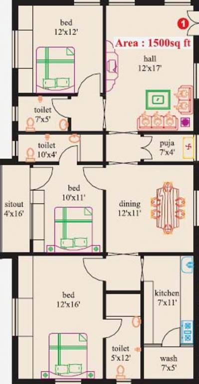 Kallam Sruthi Kallam Homes (3BHK+3T (1,500 sq ft) 1500 sq ft) Kallam Sruthi Kallam Homes (3BHK+3T (1,500 sq ft) 1500 sq ft)
