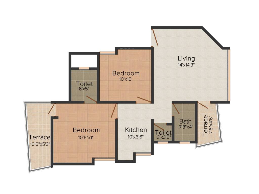 Avishkar Ganga Heights (2BHK+2T (809 sq ft) 809 sq ft)