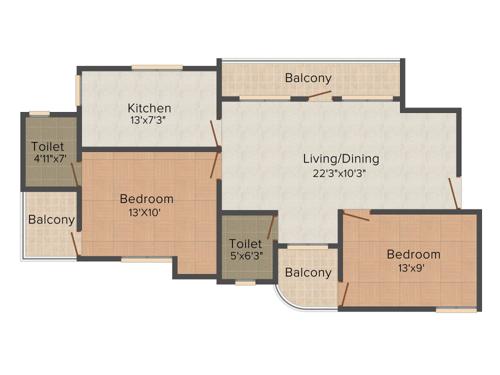 Mojika Midas Residency (2BHK+2T (1,206 sq ft) 1206 sq ft)