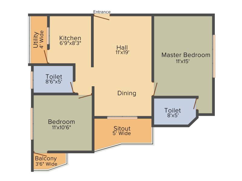 DEC Sukriti Apartment (2BHK+2T (1,077 sq ft) 1077 sq ft)