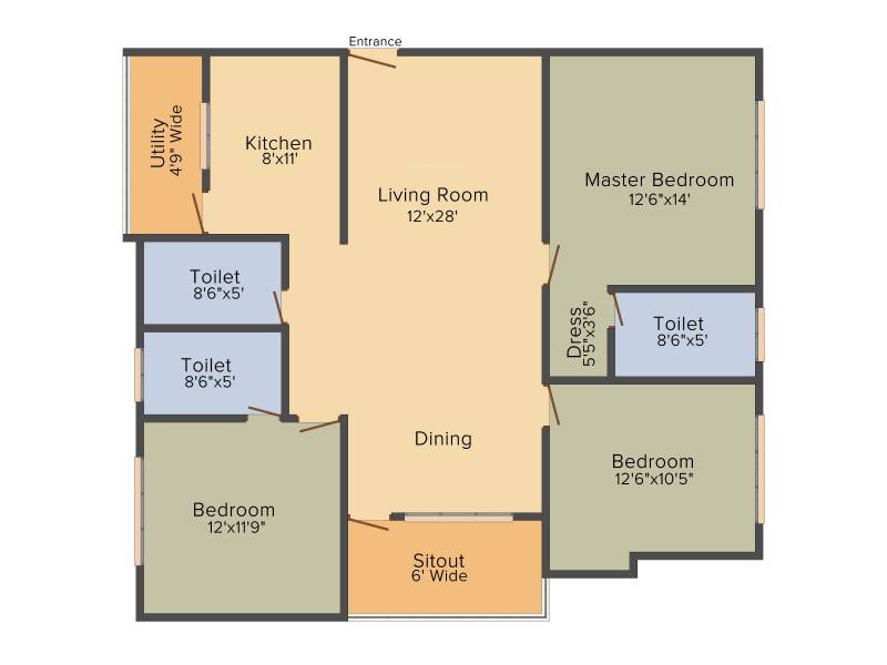 DEC Sukriti Apartment (3BHK+3T (1,662 sq ft) 1662 sq ft)