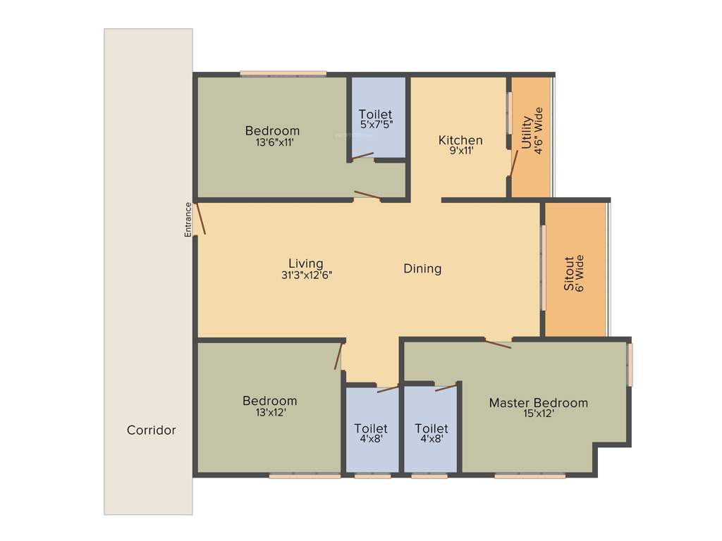 DEC Sukriti Apartment (3BHK+3T (1,730 sq ft) 1730 sq ft)