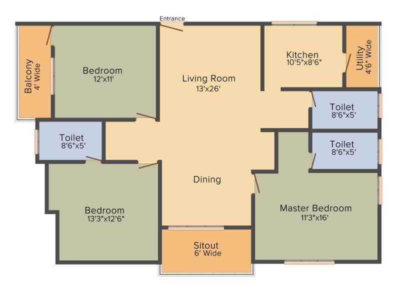 DEC Sukriti Apartment (3BHK+3T (1,770 sq ft) + Pooja Room 1770 sq ft)